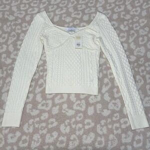 AMERICAN THREADS CABLE SWEATER — NWT | L